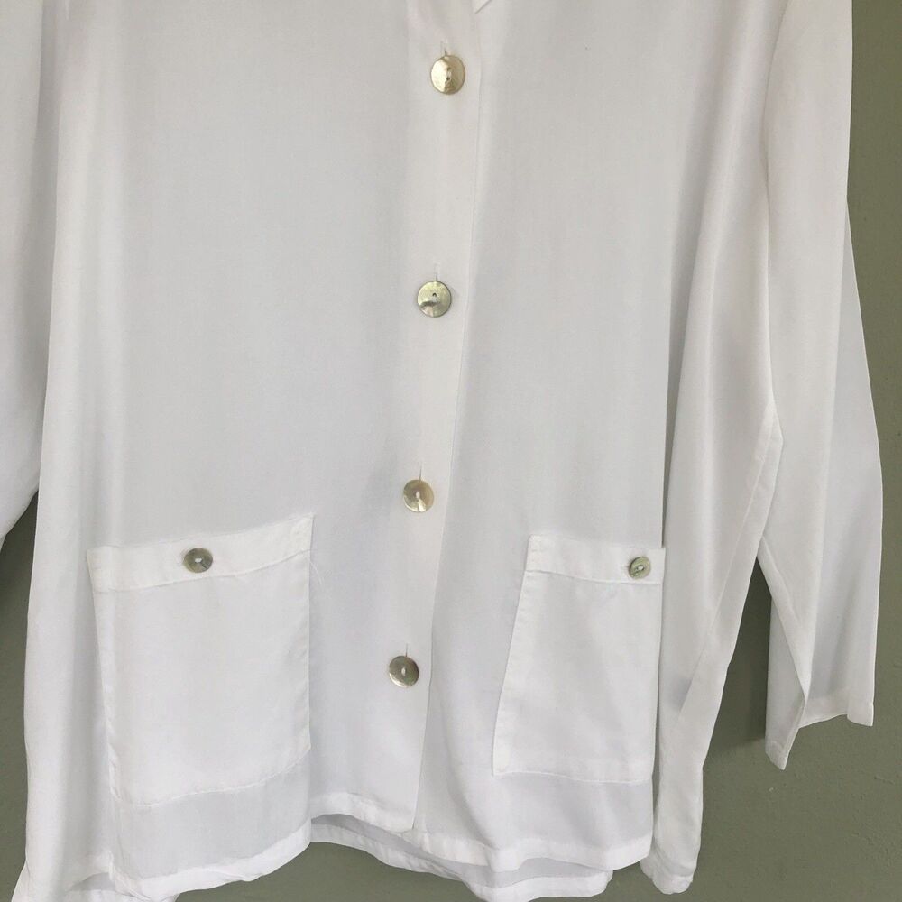 Bryn Walker Button Down Tunic Womens Small White Lyocell Coastal Lagenlook USA - Picture 4 of 15